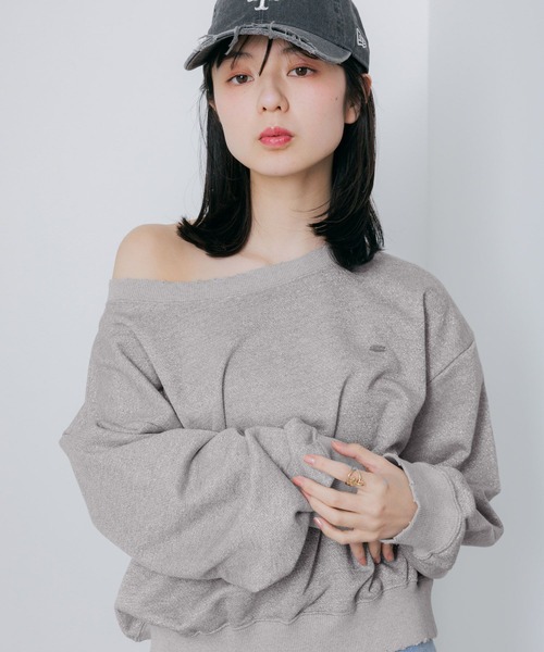 Heather（ヘザー）の「【UVカットなのに、ちゃんとあざとい。】UVダメージ裏毛スウェット　656720（スウェット・レディース・ピンク/グレー系その他/スミクロ・FREE）」の10枚目の写真