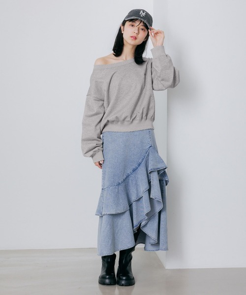 Heather（ヘザー）の「【UVカットなのに、ちゃんとあざとい。】UVダメージ裏毛スウェット　656720（スウェット・レディース・ピンク/グレー系その他/スミクロ・FREE）」の11枚目の写真