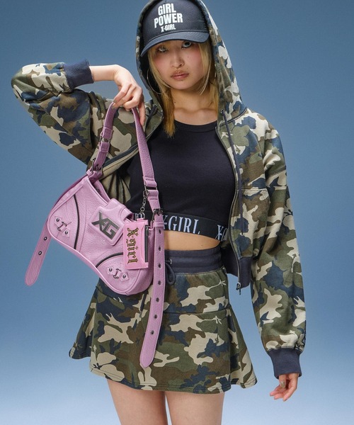 X-girl(エックスガール)の「HIBISCUS CAMOUFLAGE SWEAT SKIRT(スカート・レディース・グレー/カモフラージュ・S/M)」の8枚目の写真