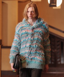 amok（アモク）の「MULTI BORDER HOODIE KNIT（カーディガン/ボレロ）」