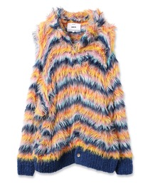 amok（アモク）の「MULTI BORDER HOODIE KNIT（カーディガン/ボレロ）」