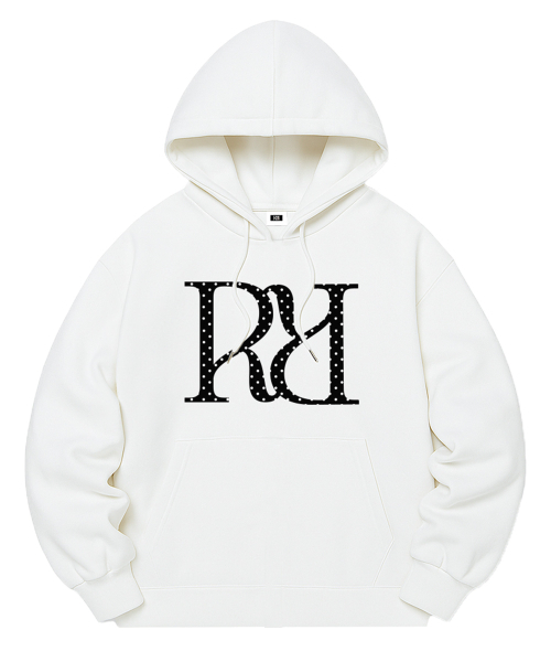 RANDOMOFF(ランダムオフ)の「R:SIGNET DOT OVER FIT HOODIE (3color)(パーカー・レディース・ホワイト/チャコールグレー/ブラック・LARGE/MEDIUM/X-LARGE/SMALL)」の4枚目の写真