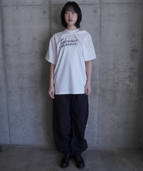 LCDC TM(エルシーディーシーティーエム)の「DRAPED LETTERING PRINT T-SHIRT(Tシャツ/カットソー・レディース・White/Navy・ONE SIZE)」の10枚目の写真
