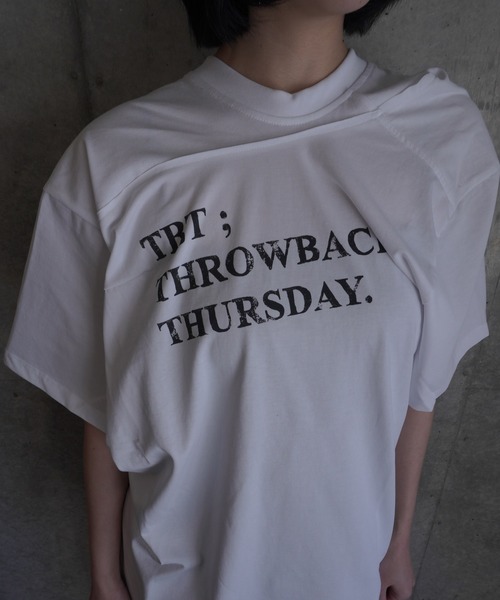 LCDC TM(エルシーディーシーティーエム)の「DRAPED LETTERING PRINT T-SHIRT(Tシャツ/カットソー・レディース・White/Navy・ONE SIZE)」の8枚目の写真