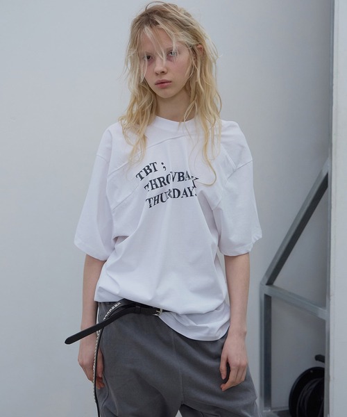 LCDC TM(エルシーディーシーティーエム)の「DRAPED LETTERING PRINT T-SHIRT(Tシャツ/カットソー・レディース・White/Navy・ONE SIZE)」の14枚目の写真
