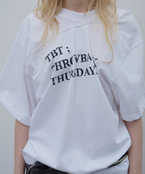 LCDC TM(エルシーディーシーティーエム)の「DRAPED LETTERING PRINT T-SHIRT(Tシャツ/カットソー・レディース・White/Navy・ONE SIZE)」の19枚目の写真