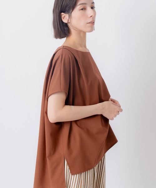 Kelen（ケレン）の「「KELEN / ケレン」フレンチスリーブタックデザイントップス（シャツ/ブラウス・レディース・グレー/ブラウン/ブラック/サックスブルー・FREE）」の14枚目の写真