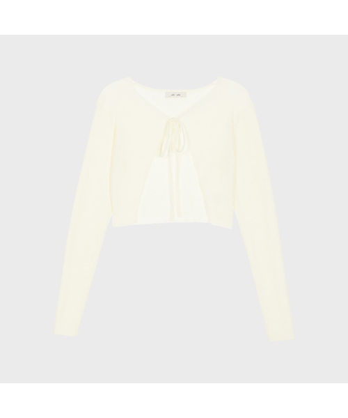 ALKI ALKA(アルキアルカ)の「Ribbed Ribbon Bolero (Ivory)(ニット/セーター・レディース・アイボリー・FREE)」の1枚目の写真
