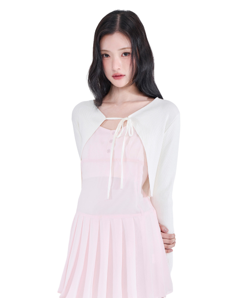 ALKI ALKA(アルキアルカ)の「Ribbed Ribbon Bolero (Ivory)(ニット/セーター・レディース・アイボリー・FREE)」の2枚目の写真