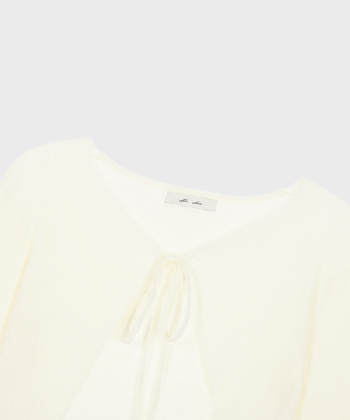 ALKI ALKA(アルキアルカ)の「Ribbed Ribbon Bolero (Ivory)(ニット/セーター・レディース・アイボリー・FREE)」の7枚目の写真