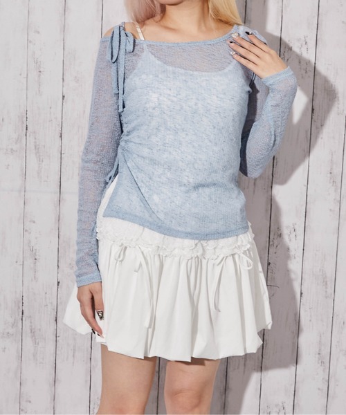 GORGE(ゴージ)の「《裾レースレイヤード》リブカットソー/Y2K/春夏秋/全3色(Tシャツ/カットソー・レディース・オフホワイト/チャコール/サックスブルー・F)」の4枚目の写真