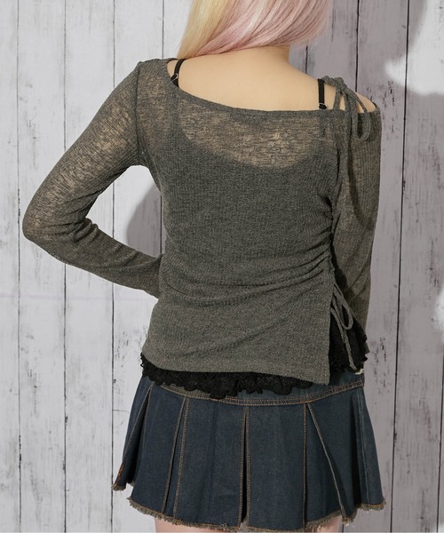 GORGE(ゴージ)の「《裾レースレイヤード》リブカットソー/Y2K/春夏秋/全3色(Tシャツ/カットソー・レディース・オフホワイト/チャコール/サックスブルー・F)」の11枚目の写真