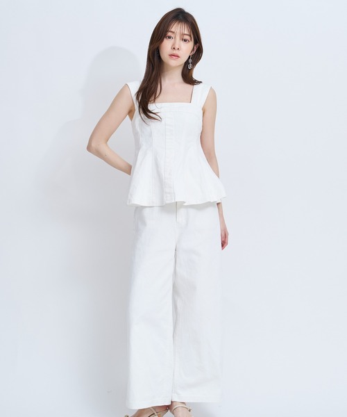 NOELA（ノエラ）の「デニムワイドパンツ（デニムパンツ・レディース・オフホワイト/ダークインディゴブルー・S/M）」の2枚目の写真