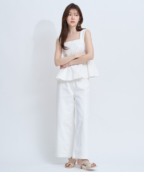 NOELA（ノエラ）の「デニムワイドパンツ（デニムパンツ・レディース・オフホワイト/ダークインディゴブルー・S/M）」の5枚目の写真