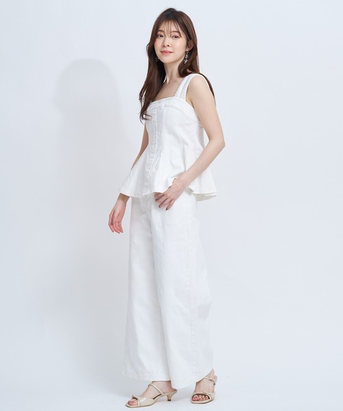 NOELA（ノエラ）の「デニムワイドパンツ（デニムパンツ・レディース・オフホワイト/ダークインディゴブルー・S/M）」の6枚目の写真