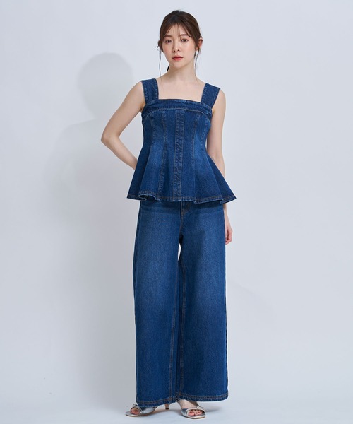 NOELA（ノエラ）の「デニムワイドパンツ（デニムパンツ・レディース・オフホワイト/ダークインディゴブルー・S/M）」の9枚目の写真