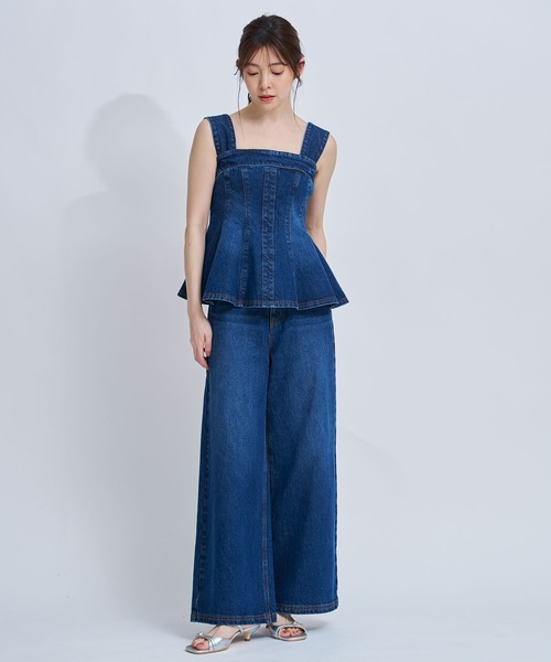 NOELA（ノエラ）の「デニムワイドパンツ（デニムパンツ・レディース・オフホワイト/ダークインディゴブルー・S/M）」の10枚目の写真