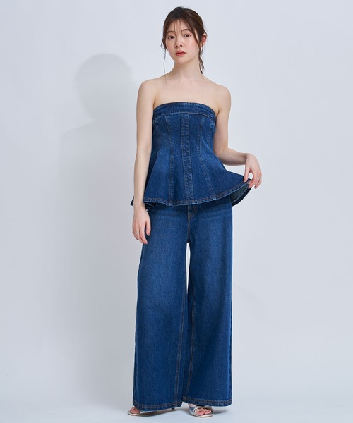 NOELA（ノエラ）の「デニムワイドパンツ（デニムパンツ・レディース・オフホワイト/ダークインディゴブルー・S/M）」の13枚目の写真