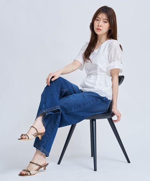 NOELA（ノエラ）の「デニムワイドパンツ（デニムパンツ・レディース・オフホワイト/ダークインディゴブルー・S/M）」の15枚目の写真