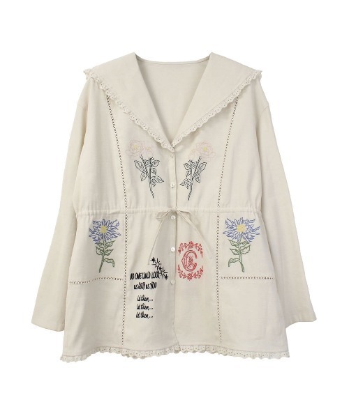 COEL（コエル）の「ヴィンテージ刺繍ブラウス（シャツ/ブラウス・レディース・ブラック/アイボリー・FREE）」の11枚目の写真