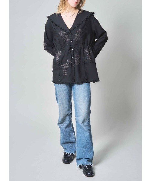 COEL（コエル）の「ヴィンテージ刺繍ブラウス（シャツ/ブラウス・レディース・ブラック/アイボリー・FREE）」の9枚目の写真