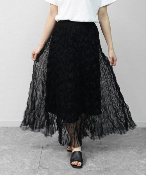 THE CELL.(ザセルドット)の「ウエーブレース ロングSK WAVE LACE LONG SKIRT(スカート・レディース・ブラック/アイボリー・FREE)」の1枚目の写真