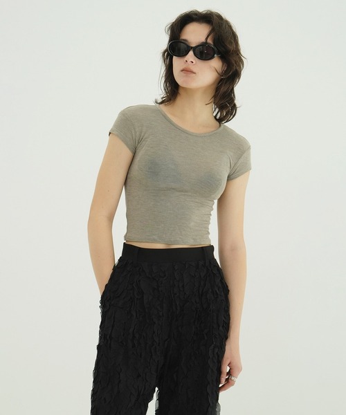CLANE(クラネ)の「SOFT SHEER COMPACT TOPS(Tシャツ/カットソー・レディース・ミント/ブラック/ホワイト/グレー・2/1)」の8枚目の写真