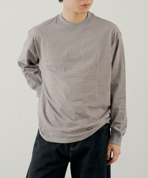 Kastane（カスタネ）の「【ユニセックス/一部店舗限定】BM マルチボーダーロンT（Tシャツ/カットソー・レディース・ホワイト/オレンジ/グレー・FREE）」の3枚目の写真