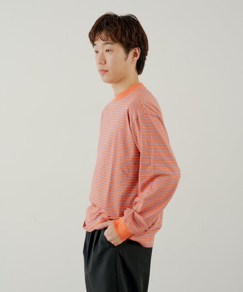 Kastane（カスタネ）の「【ユニセックス/一部店舗限定】BM マルチボーダーロンT（Tシャツ/カットソー・レディース・ホワイト/オレンジ/グレー・FREE）」の9枚目の写真