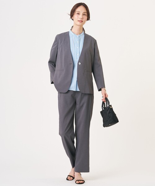 J.PRESS(ジェイプレス)の「【セットアップ対応】ファンマートロストレッチ ノーカラー ジャケット(ノーカラージャケット・レディース・ネイビー系/グレー系/ベージュ系・T15/T13)」の13枚目の写真