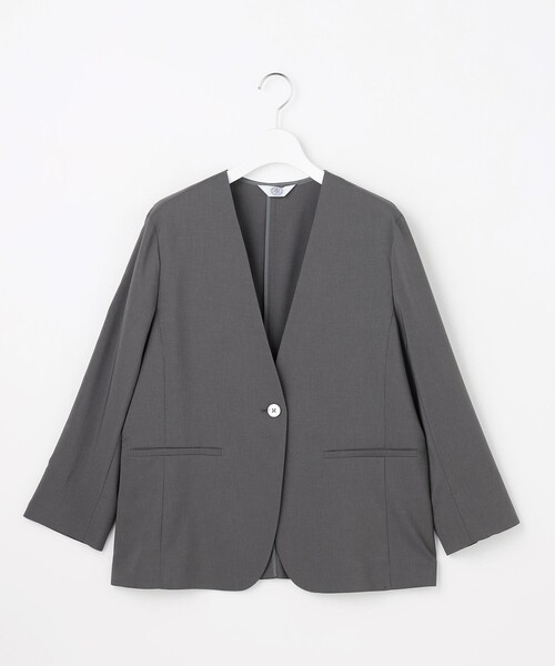J.PRESS(ジェイプレス)の「【セットアップ対応】ファンマートロストレッチ ノーカラー ジャケット(ノーカラージャケット・レディース・ネイビー系/グレー系/ベージュ系・T15/T13)」の17枚目の写真