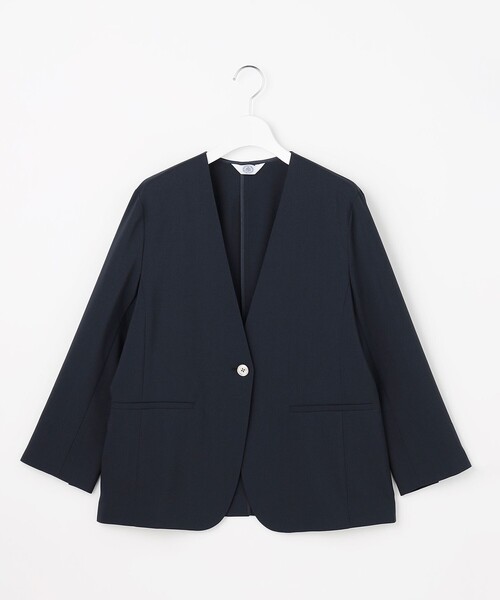 J.PRESS(ジェイプレス)の「【セットアップ対応】ファンマートロストレッチ ノーカラー ジャケット(ノーカラージャケット・レディース・ネイビー系/グレー系/ベージュ系・T15/T13)」の18枚目の写真