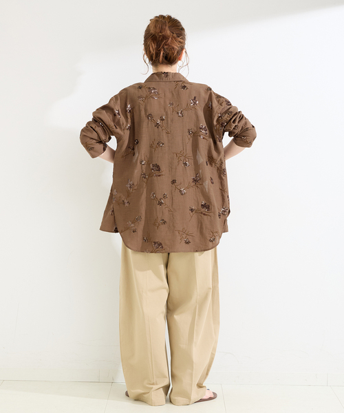 B.C STOCK(ベーセーストック)の「手洗い可 / スパンコール刺繍シャツ(シャツ/ブラウス・レディース・ブラウン/アイボリー・FREE)」の19枚目の写真