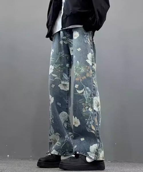 link lot(リンクロット)の「総柄花柄プリントワイドデニムパンツ(デニムパンツ・メンズ・ブルー/ブラック・L/M)」の9枚目の写真