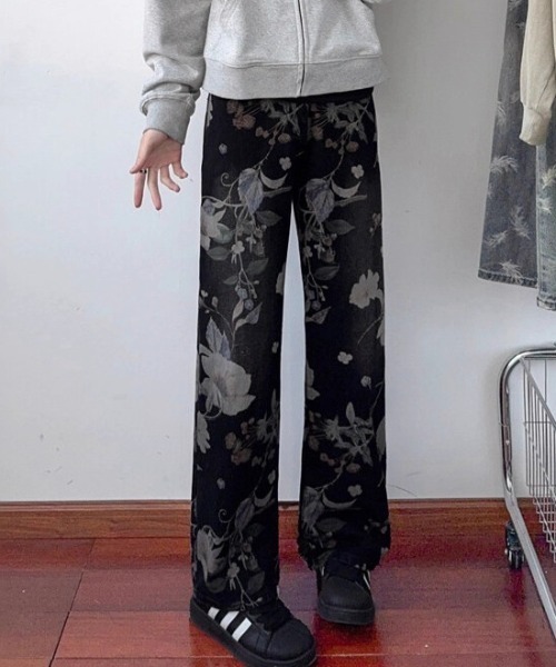 link lot(リンクロット)の「総柄花柄プリントワイドデニムパンツ(デニムパンツ・メンズ・ブルー/ブラック・L/M)」の7枚目の写真