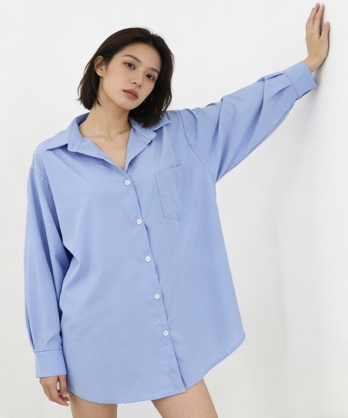 Miniministore(ミニミニストア)の「シャツブラウス ゆったり トップス 長袖(シャツ/ブラウス・レディース・ブルー/ホワイト・FREE)」の8枚目の写真