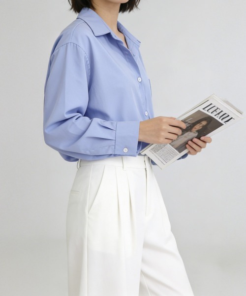 Miniministore(ミニミニストア)の「シャツブラウス ゆったり トップス 長袖(シャツ/ブラウス・レディース・ブルー/ホワイト・FREE)」の12枚目の写真