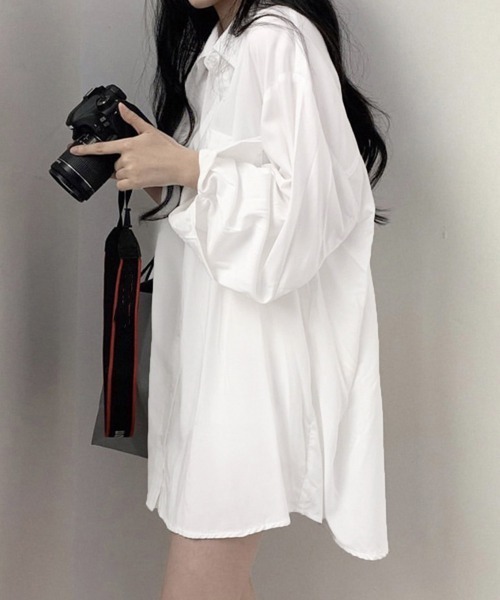 Miniministore(ミニミニストア)の「シャツブラウス ゆったり トップス 長袖(シャツ/ブラウス・レディース・ブルー/ホワイト・FREE)」の13枚目の写真