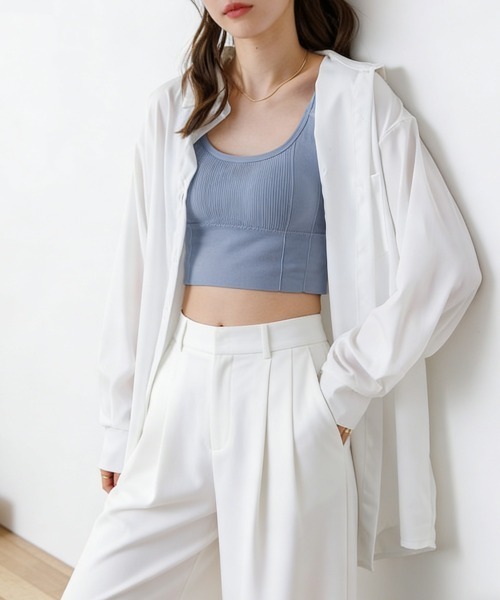 Miniministore(ミニミニストア)の「シャツブラウス ゆったり トップス 長袖(シャツ/ブラウス・レディース・ブルー/ホワイト・FREE)」の15枚目の写真