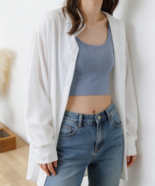 Miniministore(ミニミニストア)の「シャツブラウス ゆったり トップス 長袖(シャツ/ブラウス・レディース・ブルー/ホワイト・FREE)」の17枚目の写真