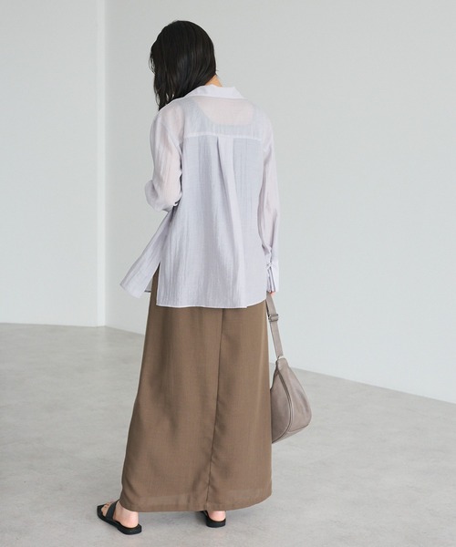 CRAFT STANDARD BOUTIQUE(クラフトスタンダードブティック)の「シアーオープンカラーシャツ ◆(シャツ/ブラウス・レディース・ライトパープル/ブラウン/ホワイト・FREE)」の14枚目の写真