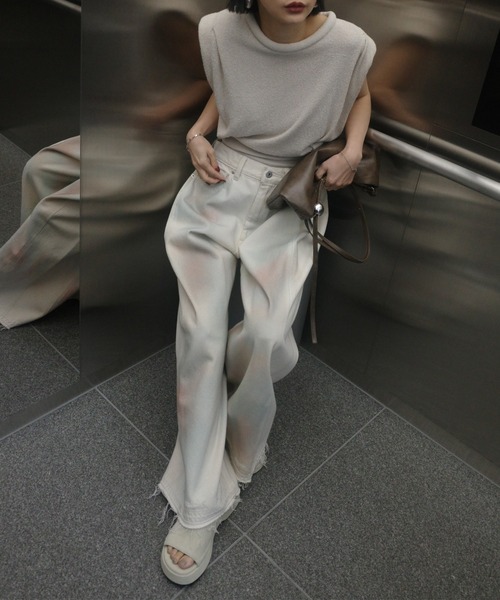 WIDE SIDE TUCK PAINT DENIM PANTS（デニムパンツ）｜Ameri（アメリ