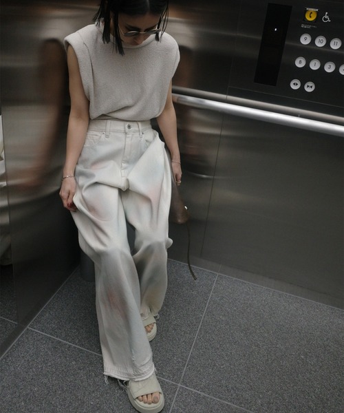 WIDE SIDE TUCK PAINT DENIM PANTS（デニムパンツ）｜Ameri（アメリ