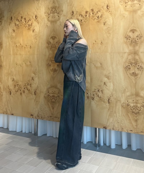 WIDE SIDE TUCK PAINT DENIM PANTS（デニムパンツ）｜Ameri（アメリ