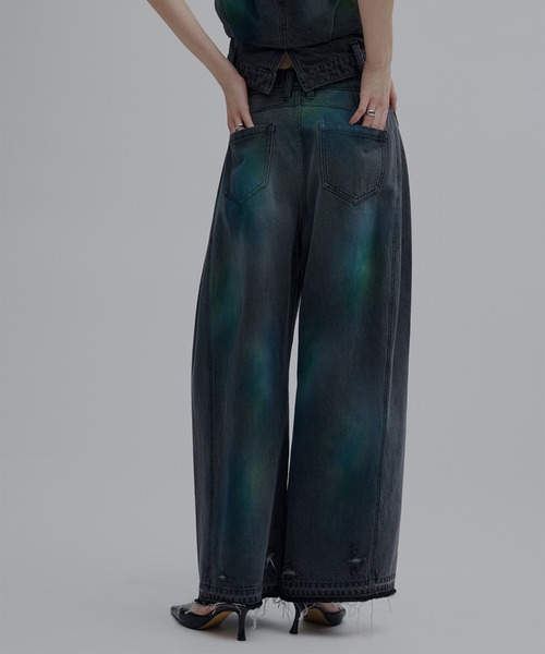 WIDE SIDE TUCK PAINT DENIM PANTS（デニムパンツ）｜Ameri（アメリ