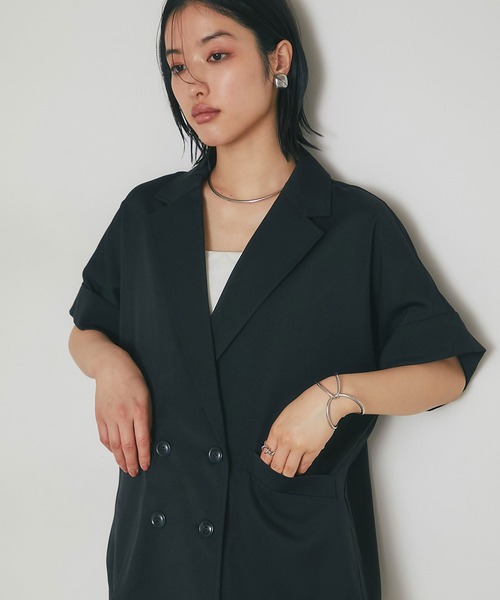 &. NOSTALGIA(アンドドットノスタルジア)の「ショートスリーブテーラードジャケット(テーラードジャケット・レディース・アイボリー/ブラック・M)」の15枚目の写真
