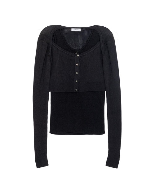 BASICKS(ベイシックス)の「Layered Rib Knit(ニット/セーター・レディース・ブラック・X-SMALL)」の1枚目の写真