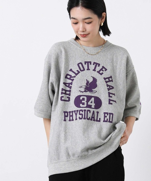 Champion(チャンピオン)の「チャンピオンロゴ裏毛カットソー(Tシャツ/カットソー・レディース・オートミール/ネイビー/グレー・M)」の2枚目の写真