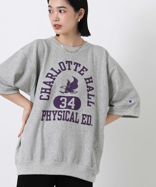 Champion(チャンピオン)の「チャンピオンロゴ裏毛カットソー(Tシャツ/カットソー・レディース・オートミール/ネイビー/グレー・M)」の8枚目の写真