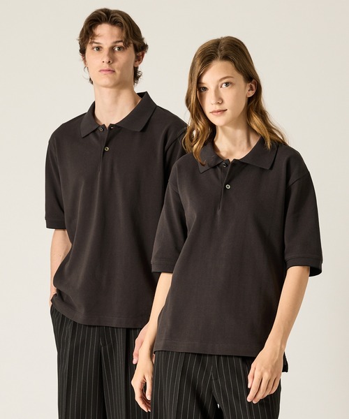 CLEL（クレイル）の「【CLEL】Giza Cotton Kanoko Polo Shirt / ギザコットン 鹿子ポロシャツ(抗菌防臭)（ポロシャツ・メンズ・ブラック系/チャコールグレー/ブラウン/ブラウン系/ネイビー/グレー系/ブラック/ネイビー系・XS/S/M/L）」の6枚目の写真